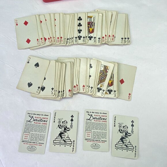 Vintage Duratone 2 Deck Playing Cards Hard Case Fishing - Picture 4 of 9